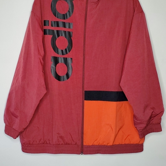 NEW Adidas Women's Track Jacket Full Zip Size 2XL Nylon Spell Out Windbreaker - Picture 4 of 14